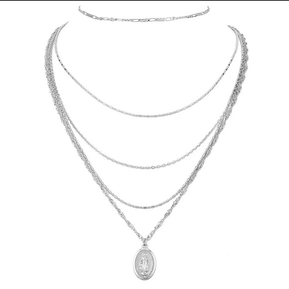 Silver or Gold MARY multilayered necklace - Picture 3 of 5